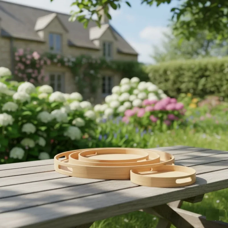 Wooden Serving Trays – 3 Pcs Premium Quality Set for Kitchen & Dining