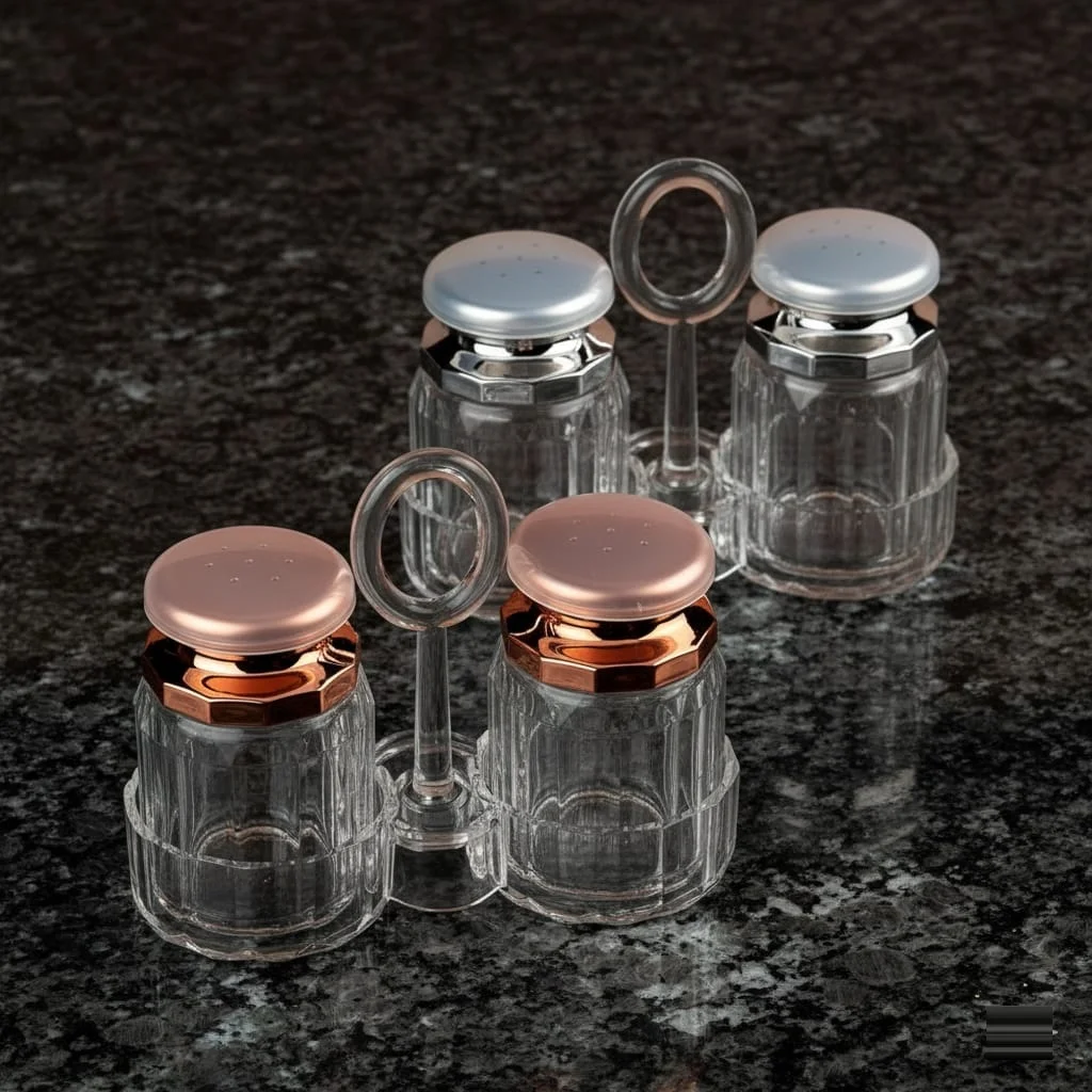 Acrylic Salt & Pepper Shakers Set with Tray – Stylish Namak Dani, Spice Dispenser & Sprinkler for Dining Table, Kitchen, Home & Restaurants - Image 2