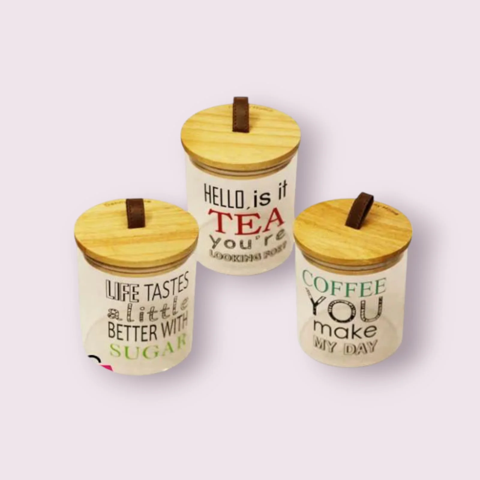 Danny Home 3-Piece Glass Jar Set – Storage Containers for Sugar, Tea & Coffee - Image 3