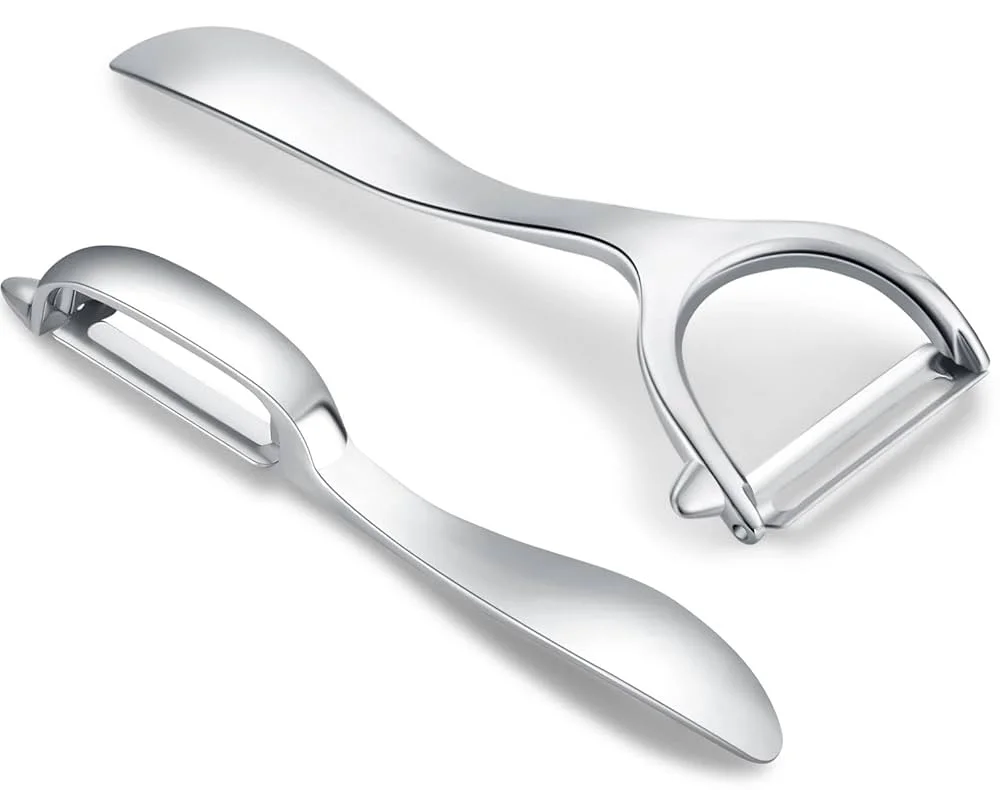 Honsen Set of 2 Stainless Steel Vegetable Peelers – Y-Shaped & I-Shaped Peelers for Potatoes, Fruits & Vegetables - Image 2