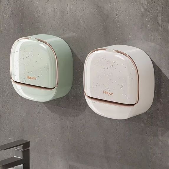 Wall Mounted Soap Holder with Lid & Drain Tray – Bathroom Soap Box with Cover