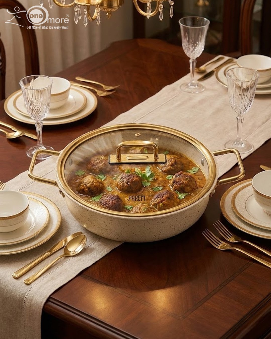 Falez Premium 9-Piece Granite Non-Stick Cookware Set – Creamy & Gold Edition | Made in Turkey - Image 3