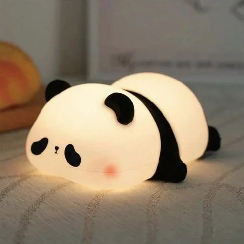 Cute Panda Silicone Night Lamp – Rechargeable RGB LED Touch Lamp for Kids & Home Decor