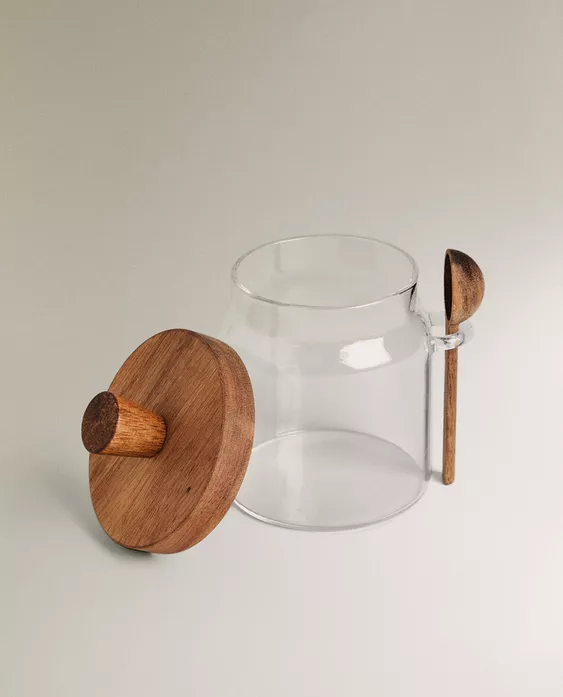 Borosilicate Glass & Wooden Lid Sugar Bowl | Heat-Resistant Transparent Kitchen Storage Jar - Image 6