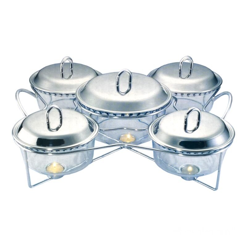 Food Warmer with Glass Dish – 5 Pieces Set