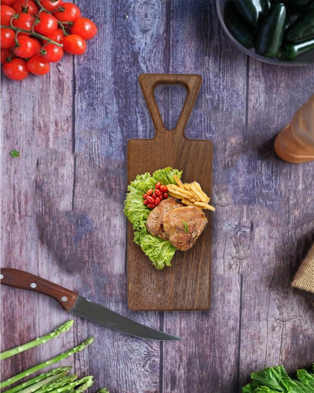 Handcrafted Wooden Cutting & Serving Board with Sleek Handle - Image 3