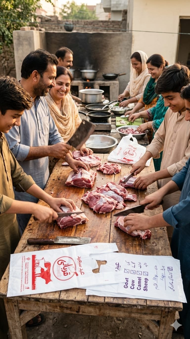 Qurbani Meat Bags | Eid-ul-Adha Disposable Carry Bags | Printed Meat Packing Bags for Goat, Cow, Camel & Sheep 6x14 - Image 2